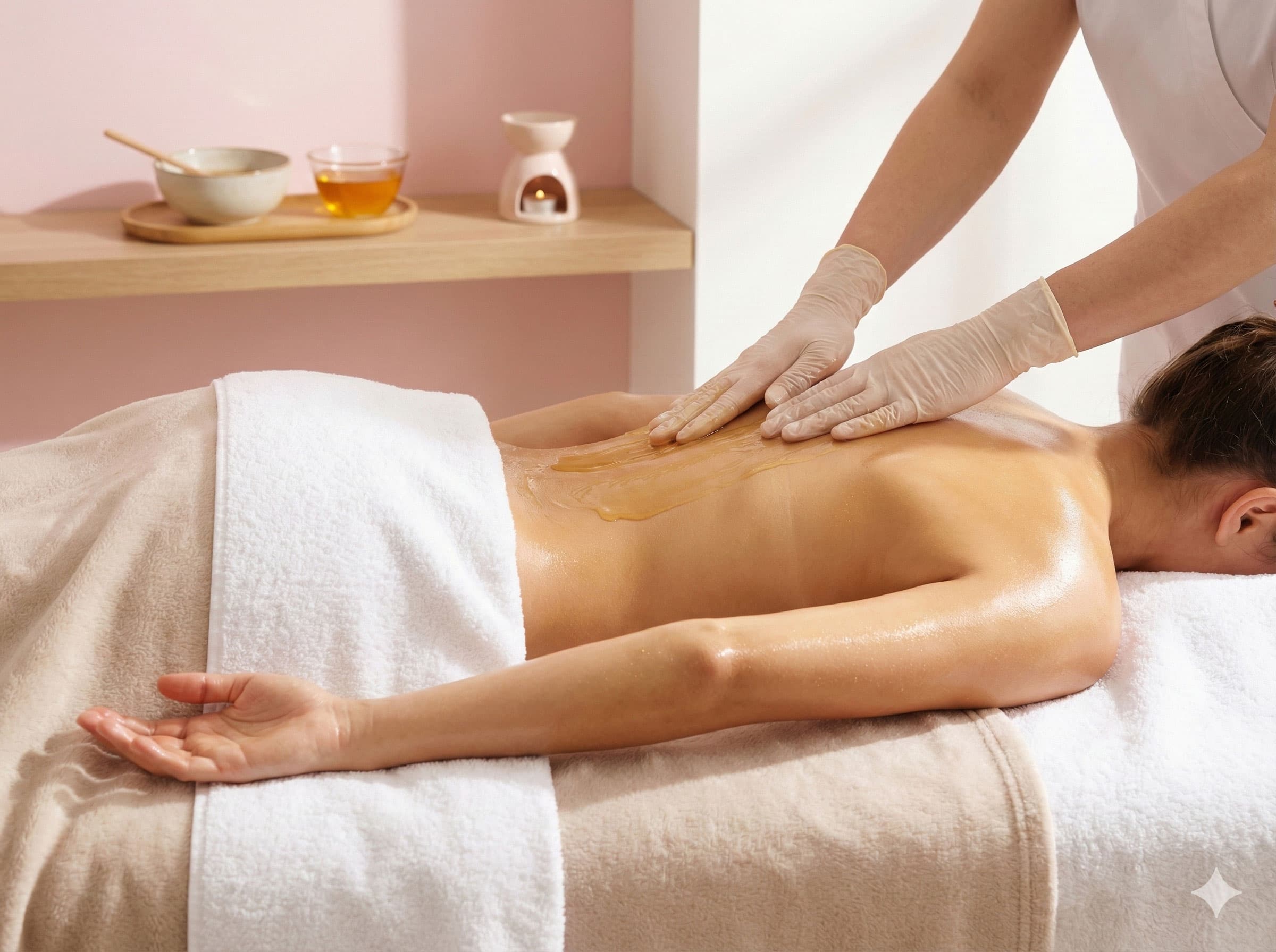 Мёд + масло (спина, грудной отдел, руки)